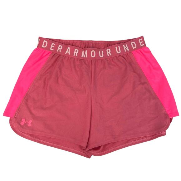 Under Armour Pink Spell Out Waistband Elastic Yoga Pull On Athletic Short Size M - Picture 1 of 4